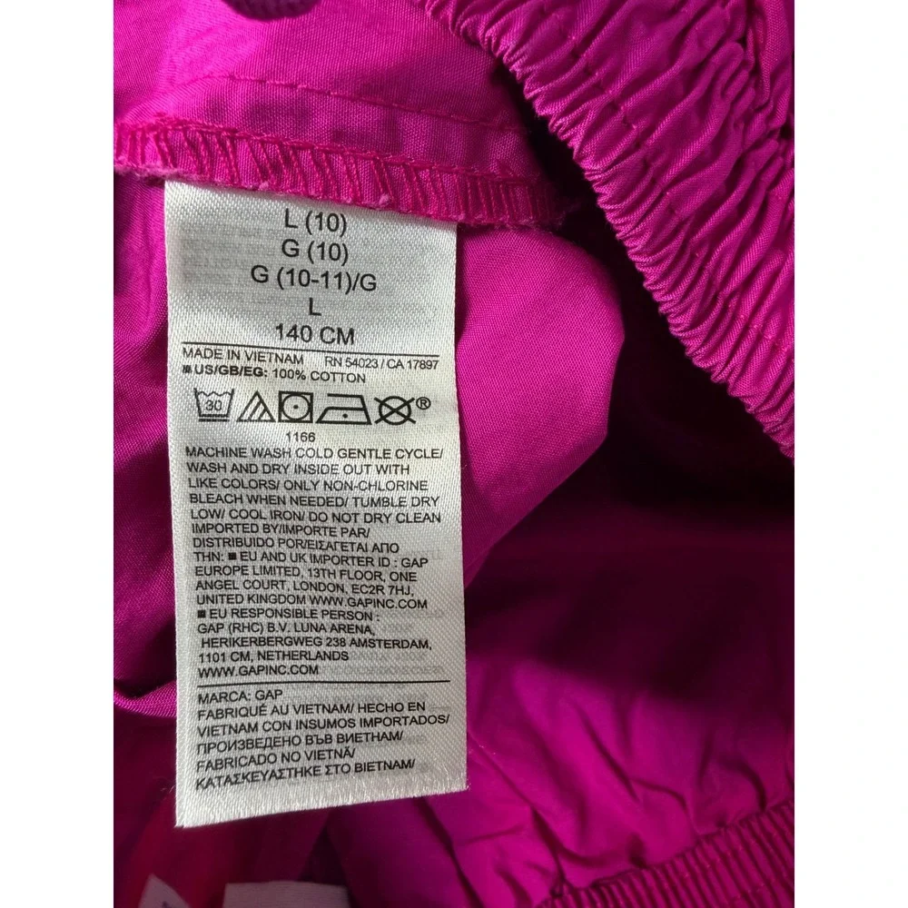 Gap Pants Girls L (10) Pink Baggy Joggers Bright Fuchsia Cotton Elastic Waist